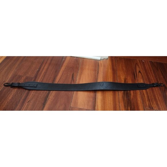 Black Leather Adjustable Bag Strap40"Wide Shoulder Replacement Strap Metal Clasp - Picture 3 of 10